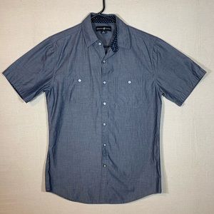Blue / Gray Button Down Short Sleeve Shirt Men’s